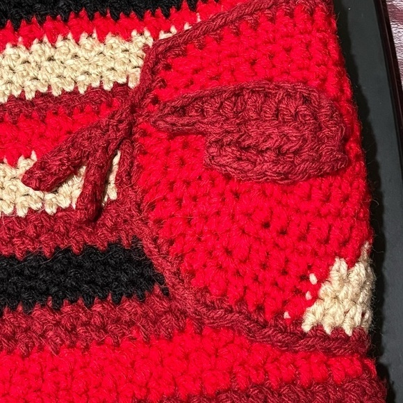 Y2K Retro ANGRY‎ BIRDS Knit Crochet BOHO Double Strap Tote Bag Purse RARE - Picture 7 of 16